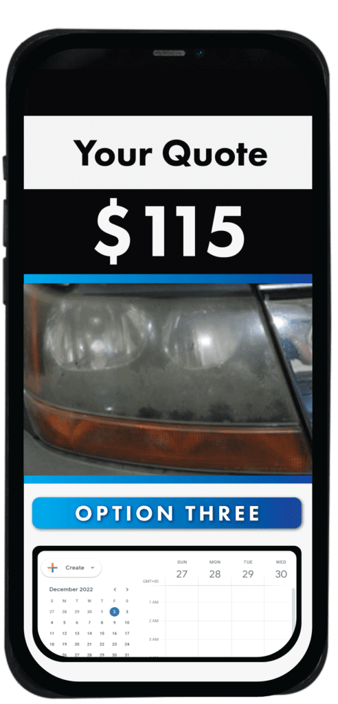 Headlight Restoration 12 an example of a price for headlight restoration in USA on a phone view