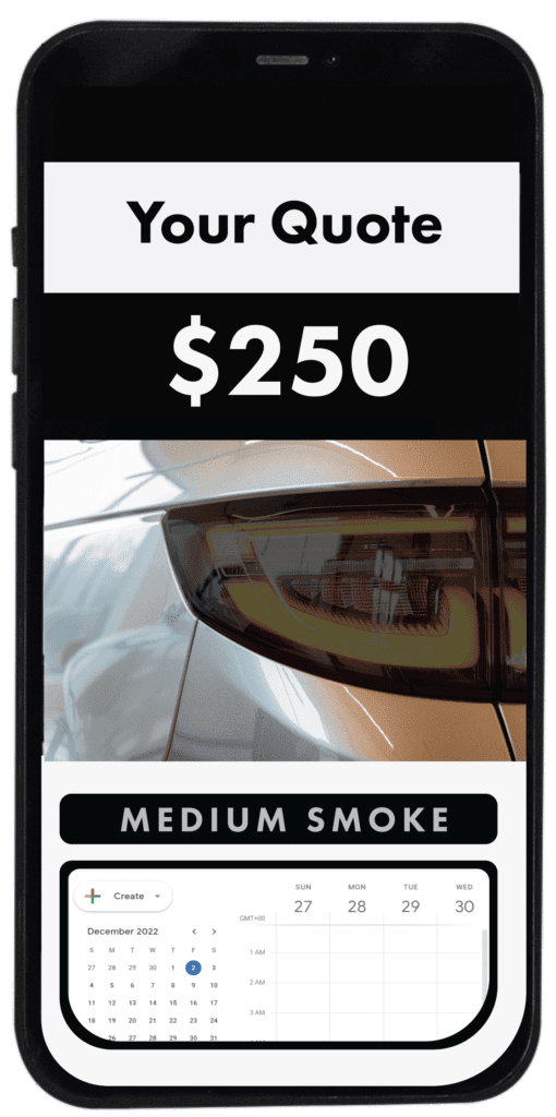 Headlight & Taillight Tinting 15 A price on a phone for medium smoke headlight tinting by TintBusiness in USA